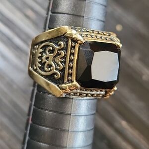 Men’s Stauer Black Onyx Stainless Steel Ring 10.5